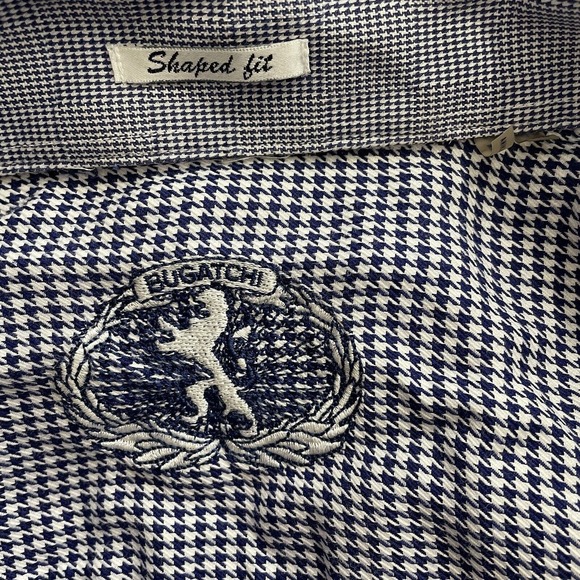 Bugatchi Mens Button Up Dress Shirt Size XL Shaped Fit Houndstooth Plaid - Picture 6 of 16